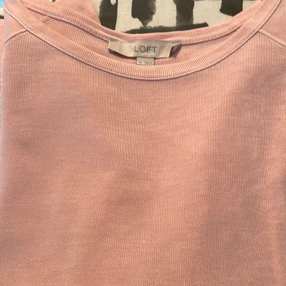 Light pink light cotton 3/4 sleeve sweatshirt